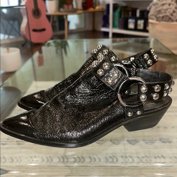 Rebecca Minkoff Black Studded Women's Shoes 8 - Picture 6 of 7